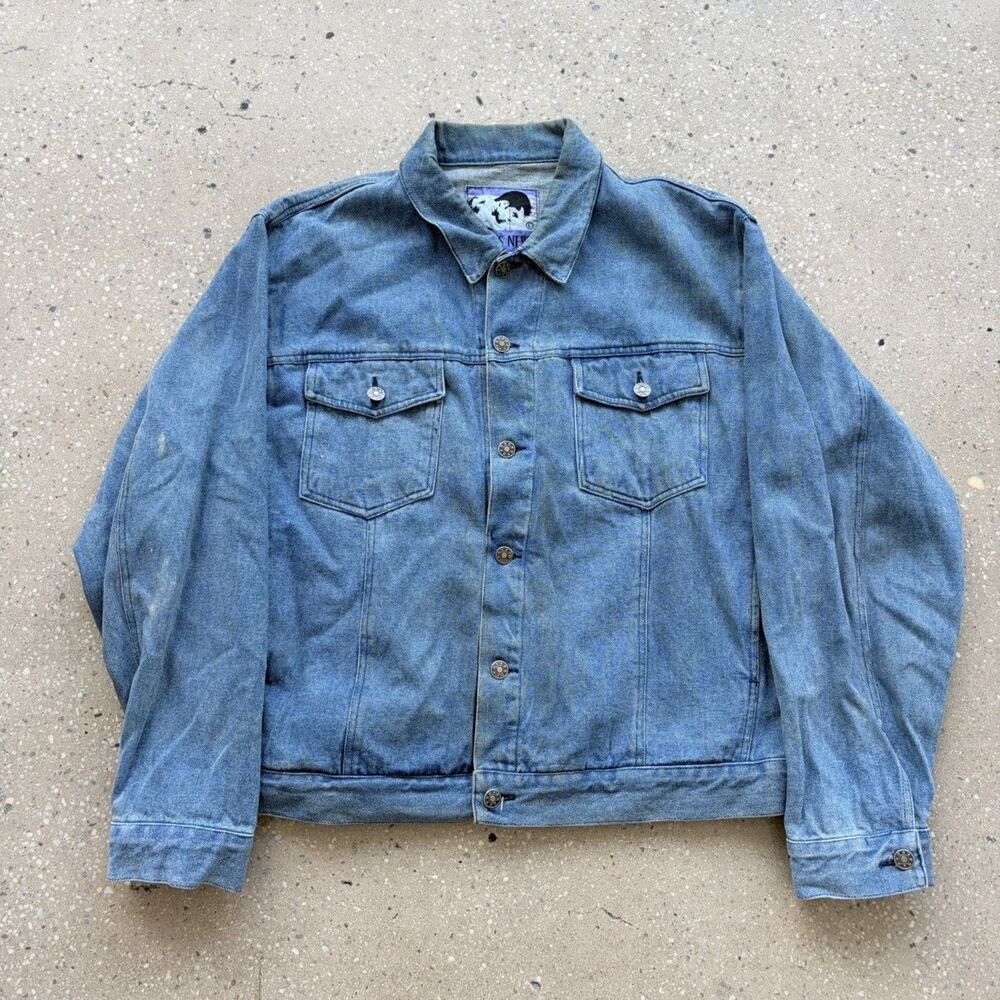 Vintage 90s Todays News Blue Boxy Denim Trucker Jacket